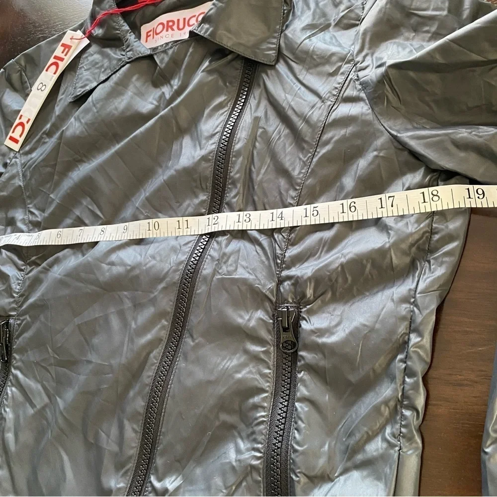 FIORUCCI Dark Grey Biker Jacket Cropped Rain Coat Lightweight size IT42 or US8